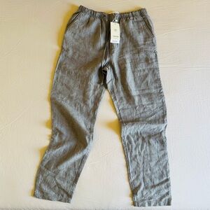 Mango Women's Elastic-Waist Linen Pants Gray Size XS